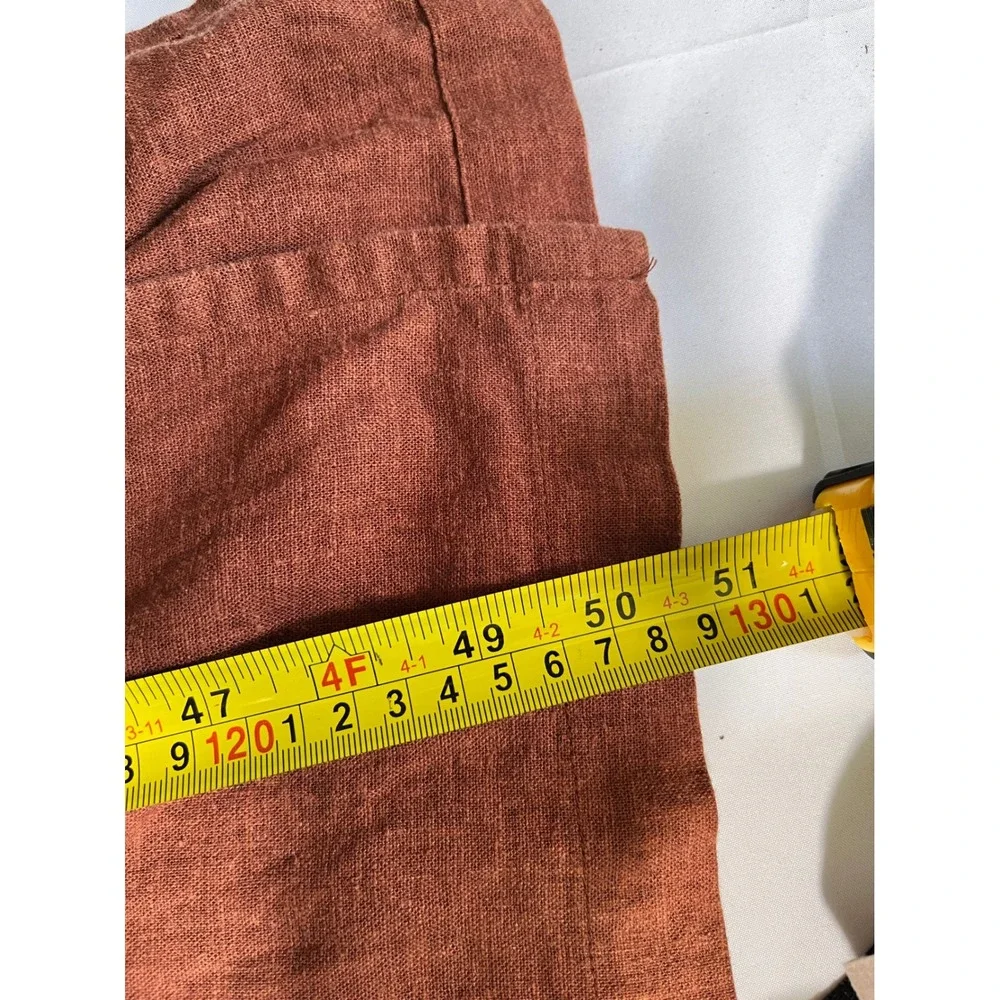 White Stag Linen‎ Blend Embroidered Midi Dress Rust Orange Sleeveless Large